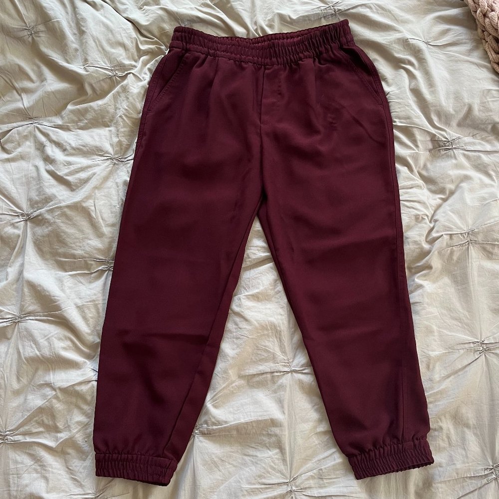 Wine Burgundy Crepe Gap Pants